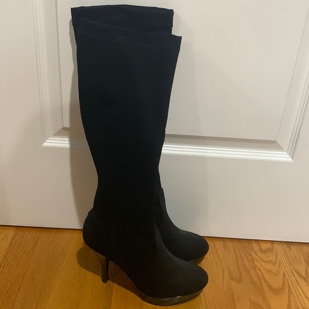 Suede tall platform boots
